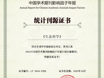 省生态学会主办刊物《生态科学》入选2024《中国学术期刊影响因子年报》统计源期刊